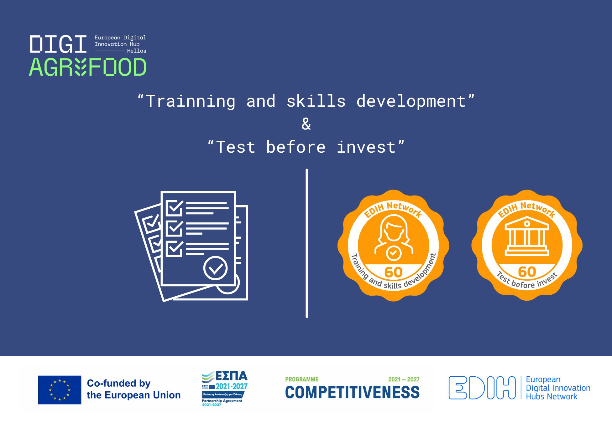 trainning and skills dev and test before inv
